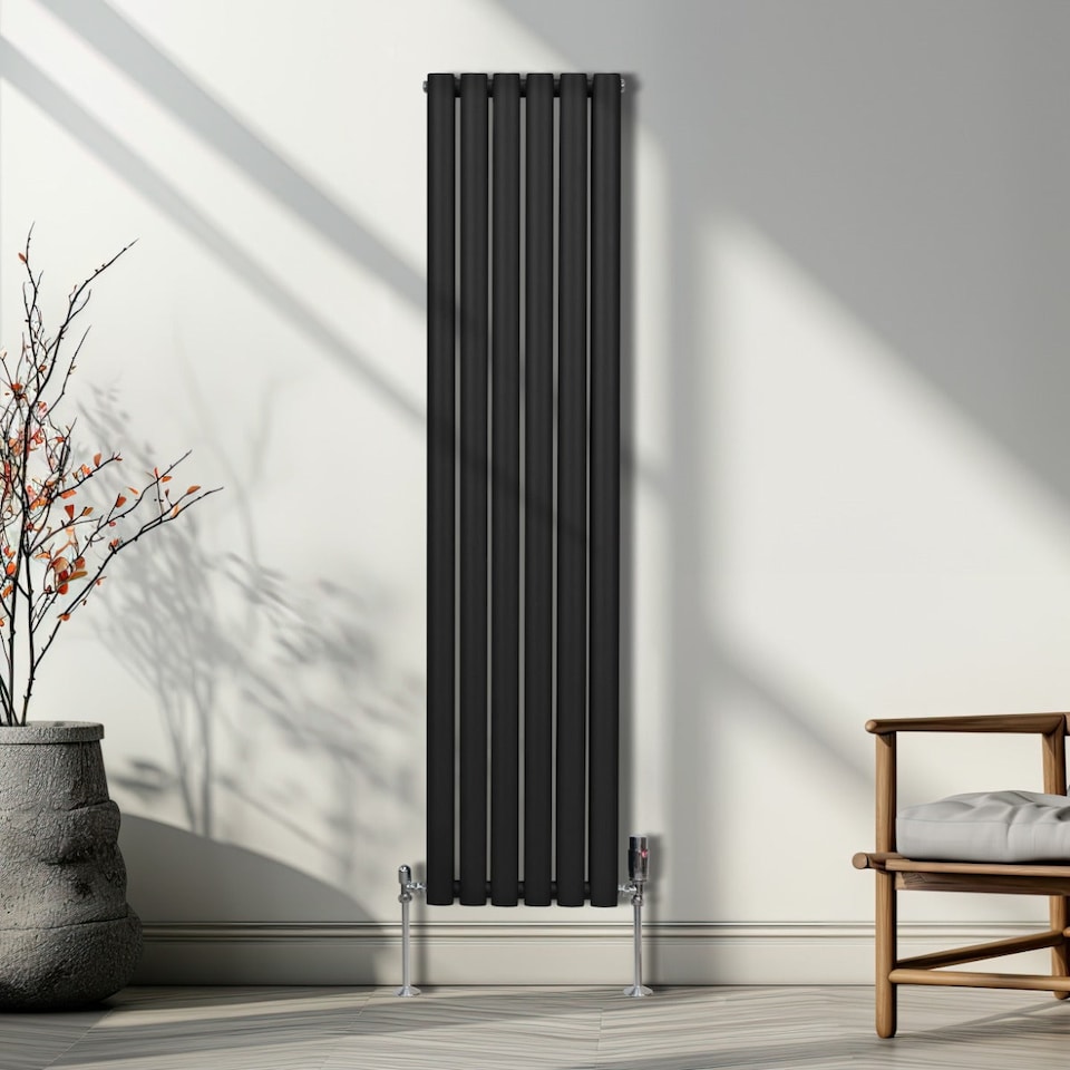 image 1 of Oval Column Radiator 1600mm x 360mm Black