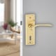 image 2 of Como Dual Metal Lever Latch Door Handles Set Round Rose Internal, External | Silver | Polished Brass Keyhole