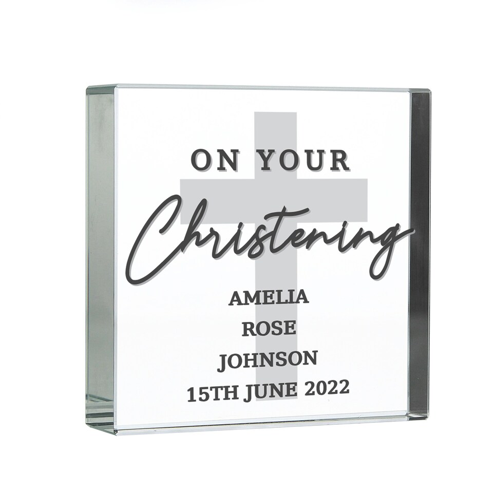 image 1 of Personalised On Your Christening Crystal Token Clear | One Size