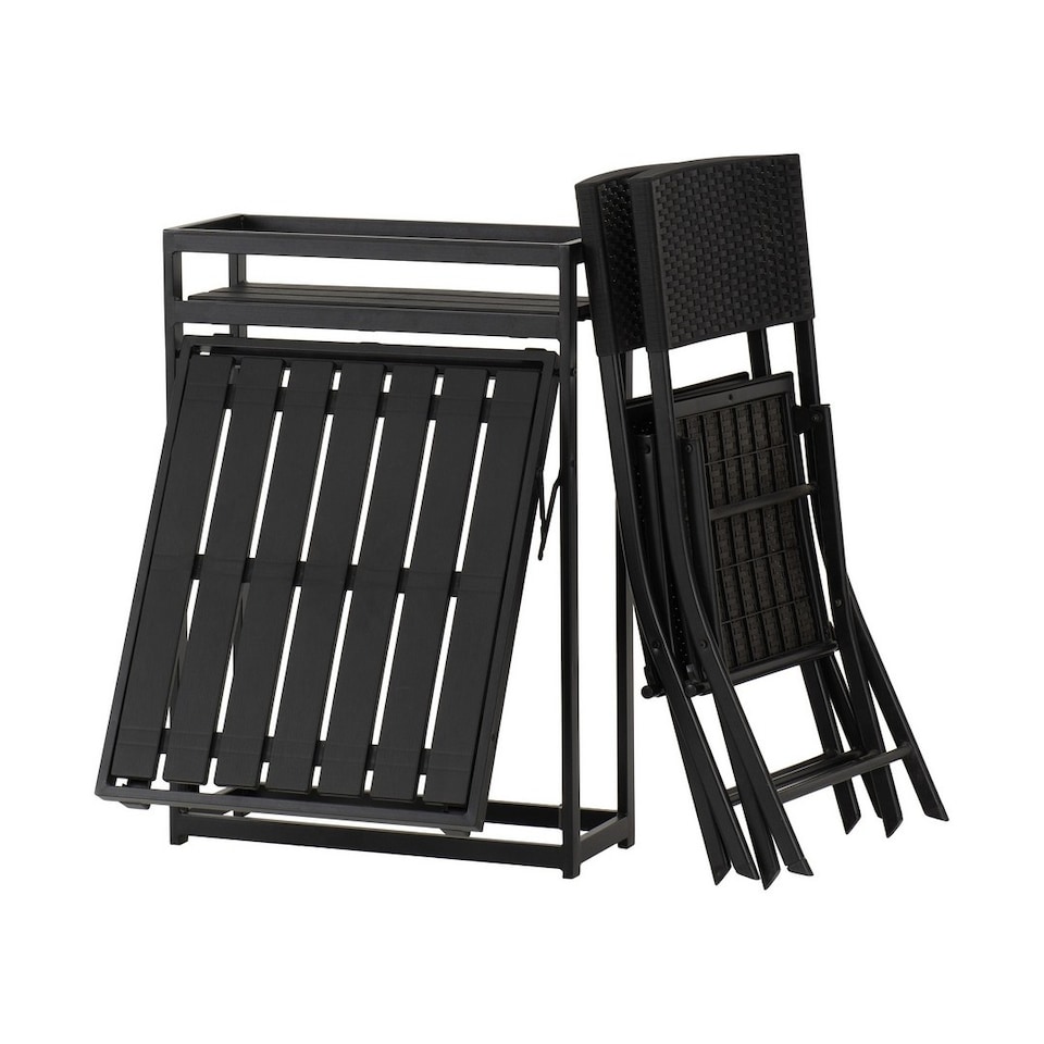 image 1 of Foldaway 1 and 2 Garden Set - Metal - Plastic - Black