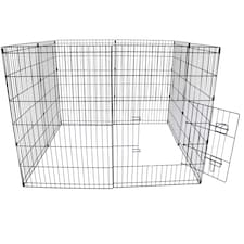 Large 91cm Folding Pet Dog Rabbit Run Play Pen Cage Enclosure Fence | Black