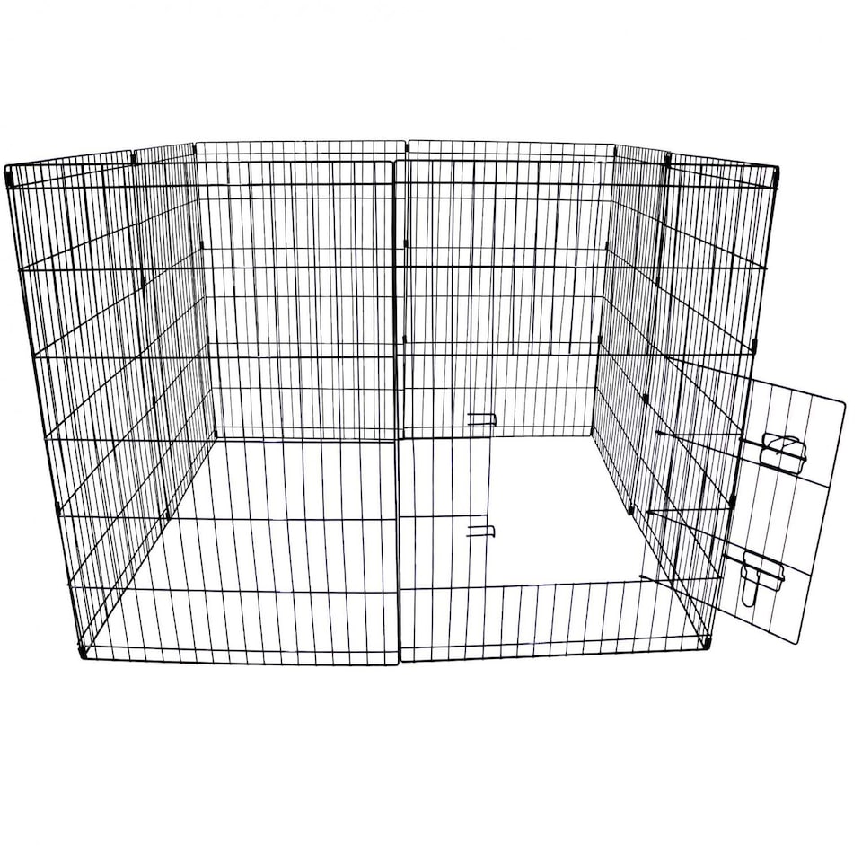 image 1 of Large 91cm Folding Pet Dog Rabbit Run Play Pen Cage Enclosure Fence | Black