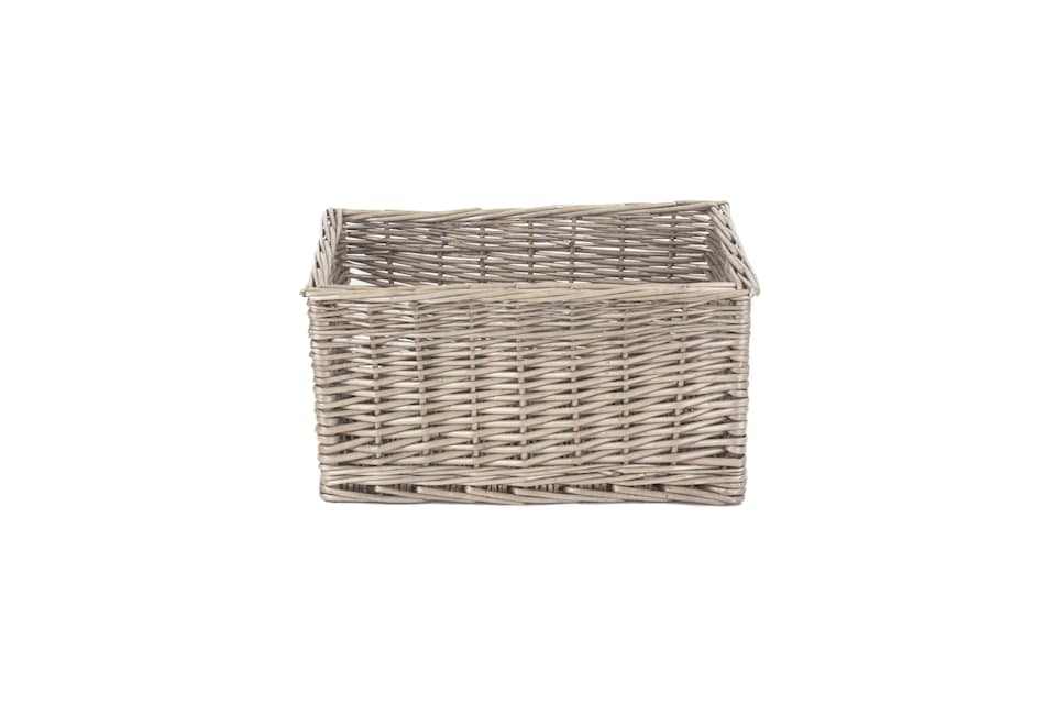 image 1 of Wicker Antique Wash Open Storage Basket Large | Brown | Brown