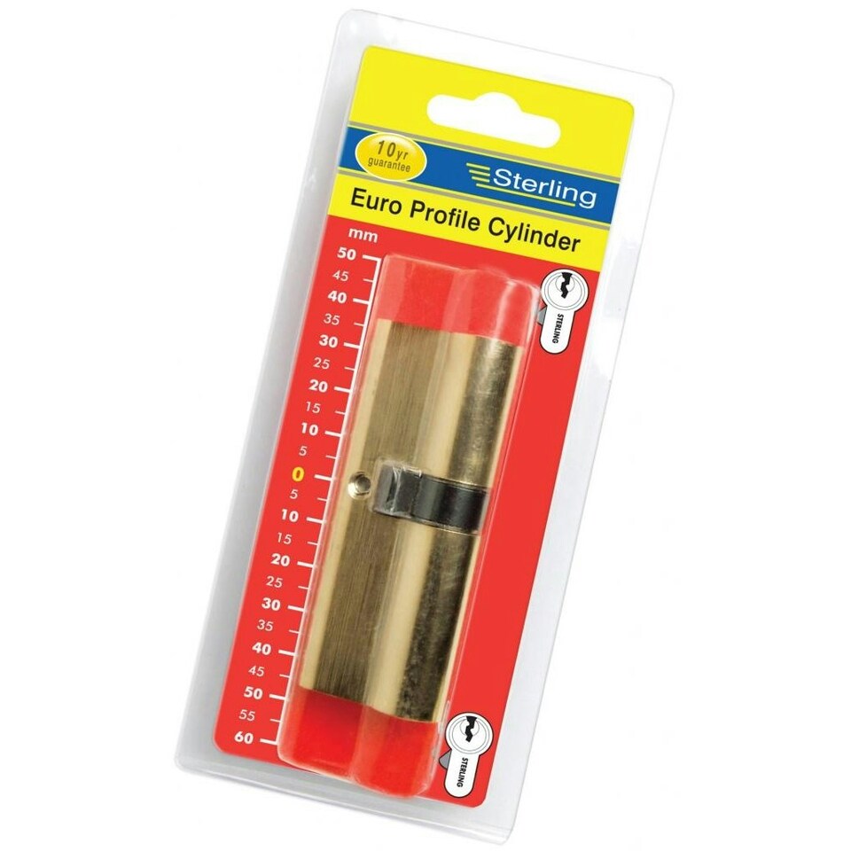 Sterling Brass Plated Euro Cylinder Lock - Brass - 45mm x 50mm