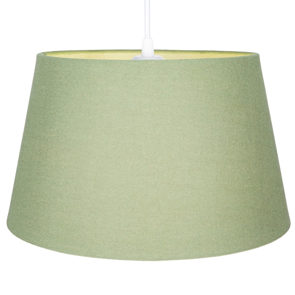 image 1 of Traditional 14 Inch Olive Green Linen Drum Table/Pendant Lampshade 60w Maximum | Green