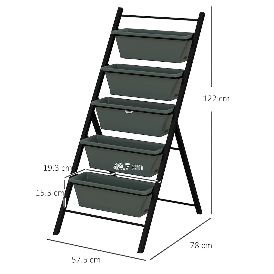 image 1 of Outsunny Indoor Outdoor Vertical Raised Garden Bed with 5 Removable Tray