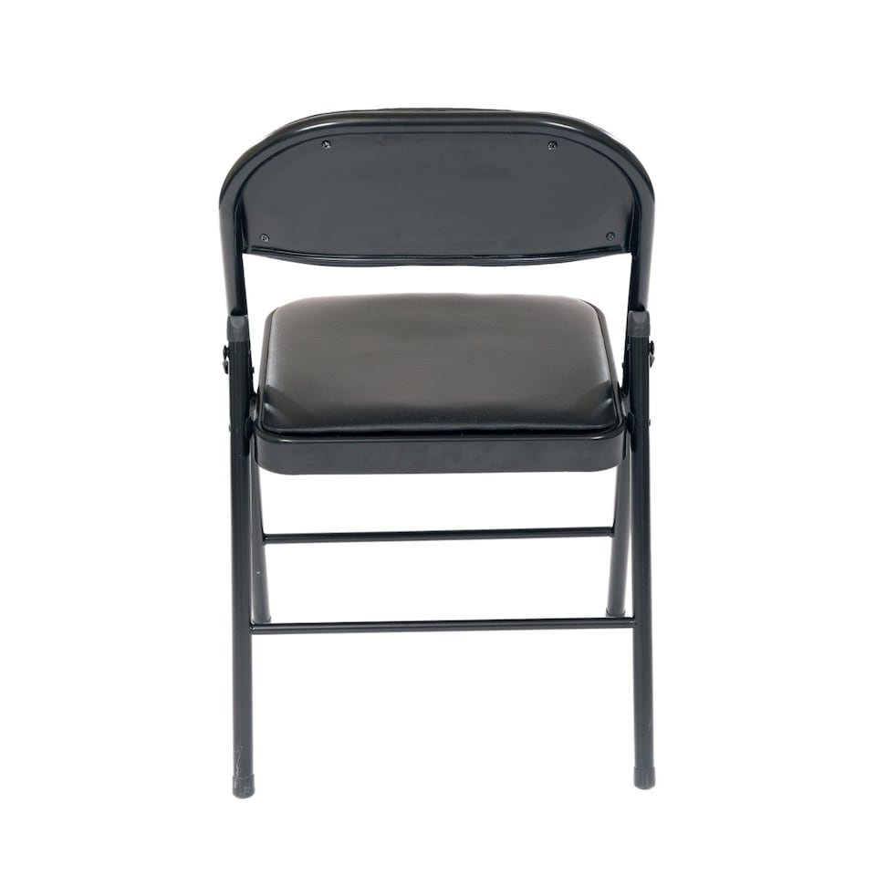 image 1 of Heavy Duty Padded Folding Metal Desk Office Chair Seat | Black