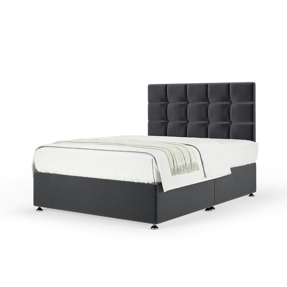 image 1 of Majestic 1000 Pocket Sprung Graphite Plush Velvet Divan Set And Pearl Headboard Super King
