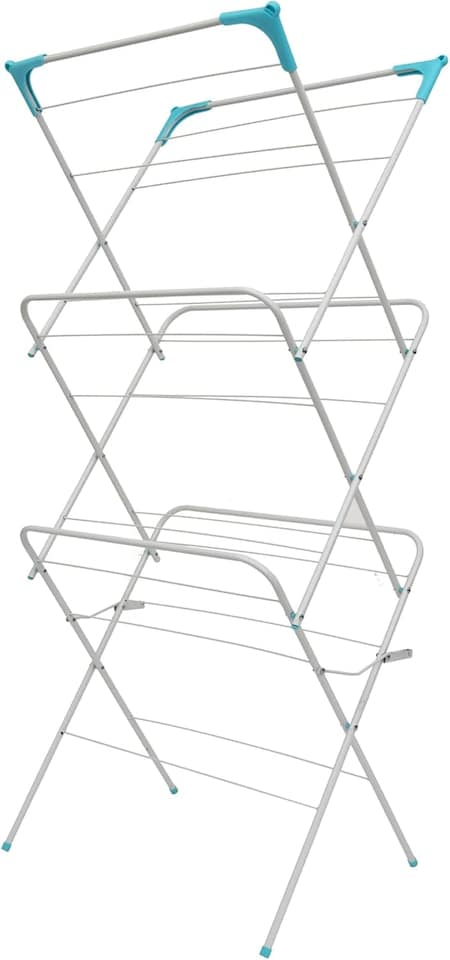 image 1 of Straame 3-Tier Clothes Airer Drying Rack for Indoor/Outdoor Use, Foldable, 63 x 46 x 138 cm (White)
