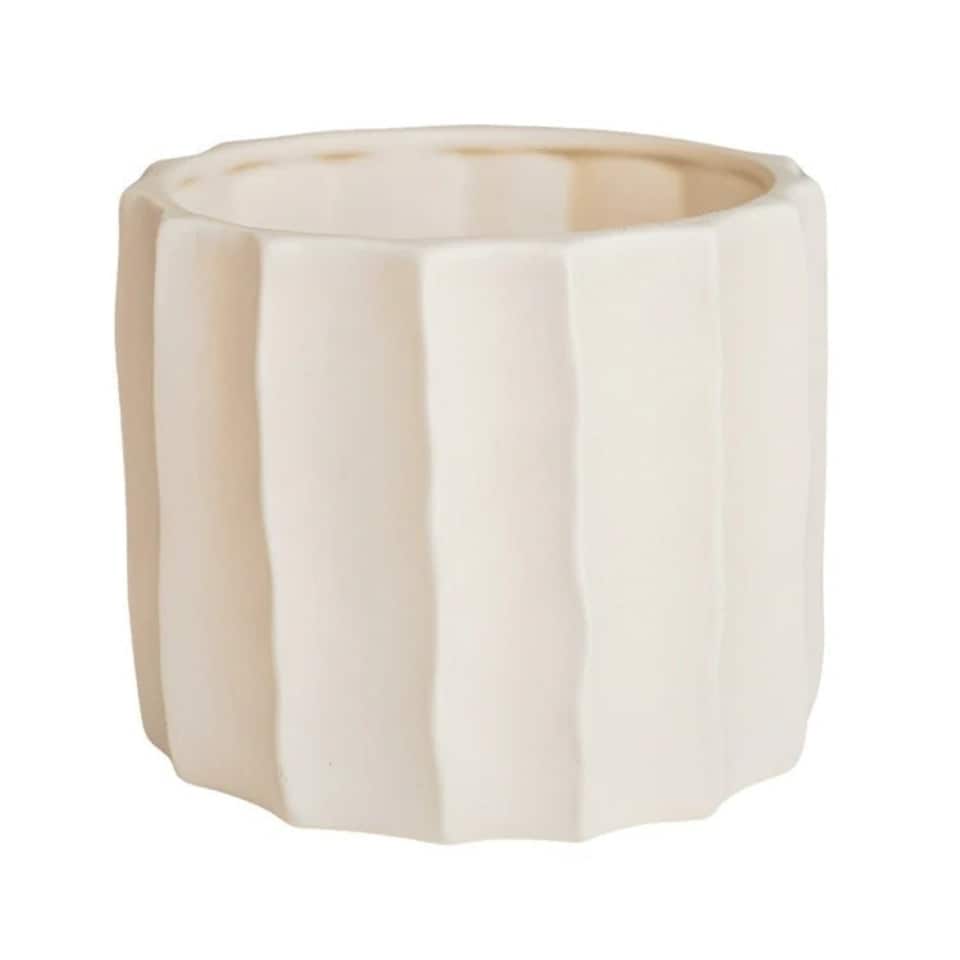 image 1 of Kew Organic Ripple Bone Planter - Earthenware - L20 x W20 x H17 cm - Ivory | Cream