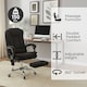 image 3 of Neo Office Chair Brown Faux Leather with Massage Function & Footrest | Black