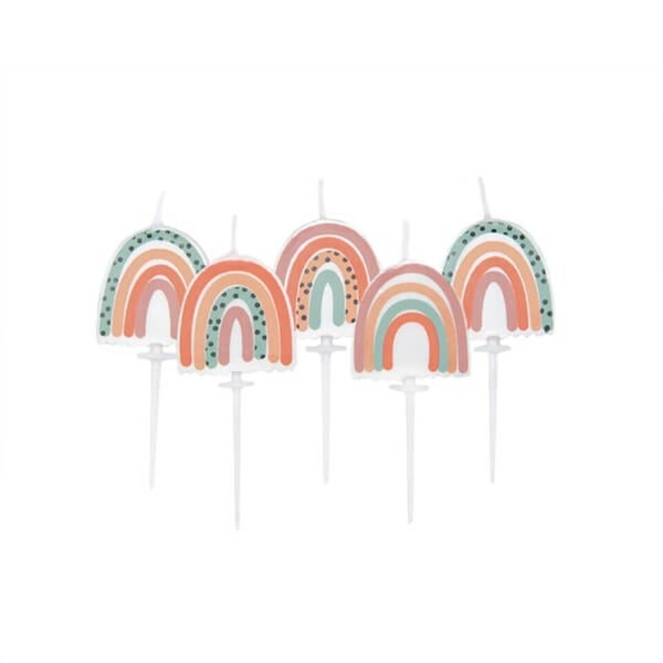image 1 of Anniversary House Neutral Rainbow Pick Candles Pack of 5