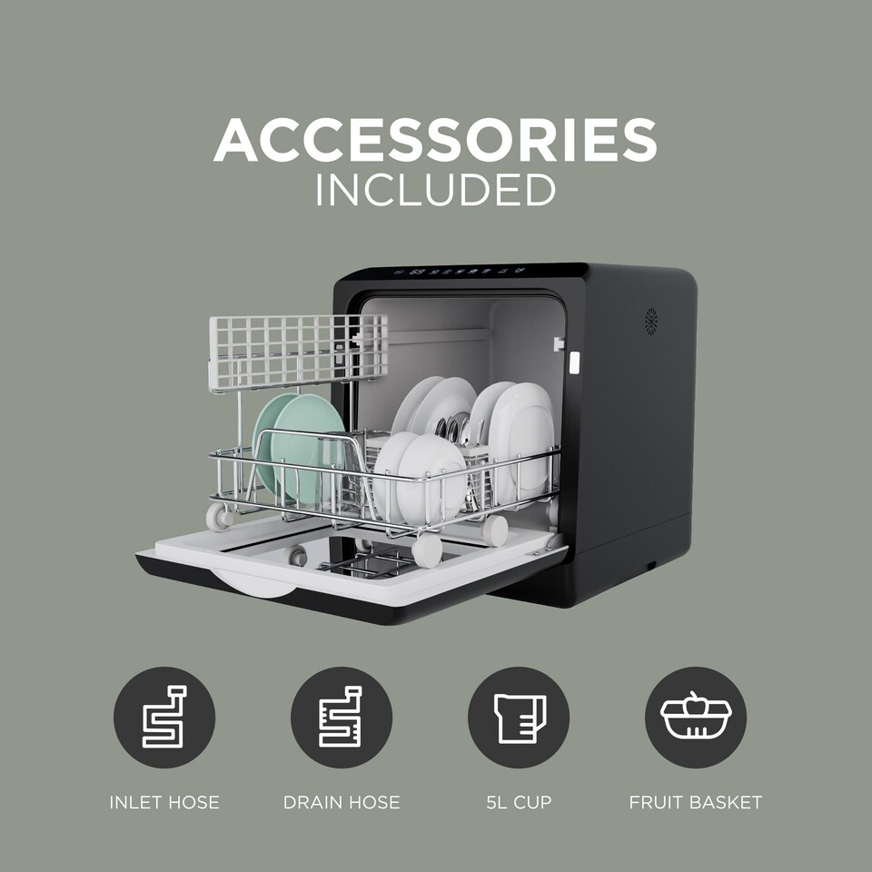 image 1 of DMD Countertop Dishwasher, Touch Screen, 6 Programmes, 5L Built-In Water Tank