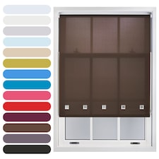 FURNISHED Roller Blinds Daylight Square Eyelet Light Filtering Easy Fit Trimmable Window Shade | Brown | Mocha