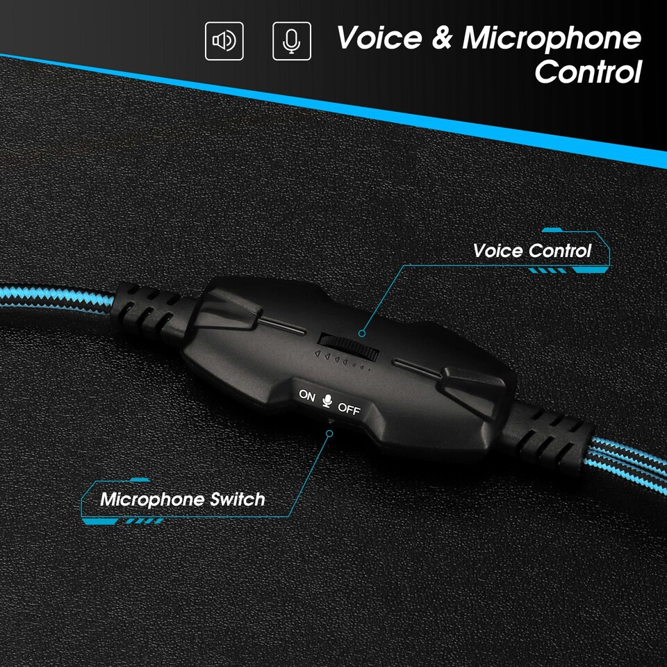 image 1 of Wired Gaming Headset for PC, PS4, PS5, XBOX, 3.5mm AUX with Microphone - August EPG100L Blue