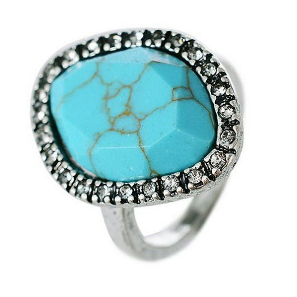 image 1 of Sparkle Womens/Ladies Carved Stone Ring - Blue - M/L