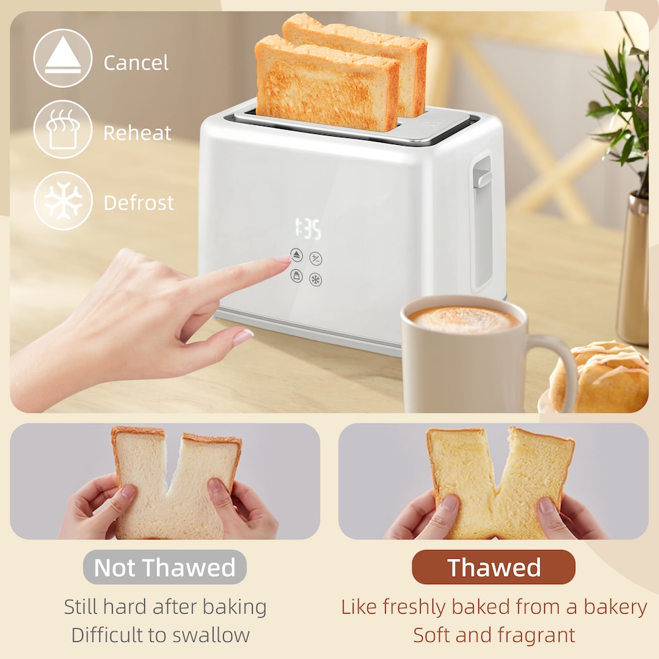 image 1 of HOMCOM Digital Stainless Steel Kettle and Toaster Set, 1.5L 3000W Fast Boil Kettle, 2 Slice Toaster with 7 Level Browning Controls, Defrost, Reheat, Keep Warm, Crumb Tray and LED Touch Display, White