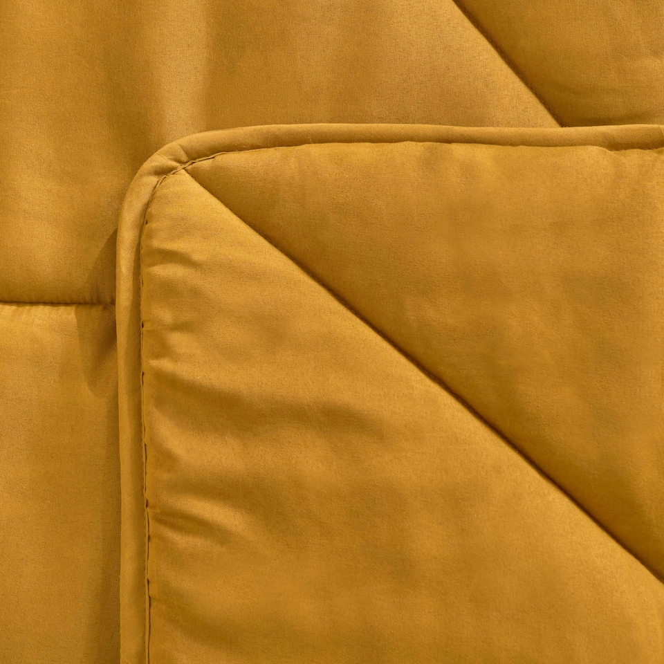 image 1 of OHS Coverless Quilted Geometric Embossed Soft Plush Cosy 7.5 Tog Washable Duvet Cover and Pillowcase Bedding Set Yellow | Ochre Yellow | King