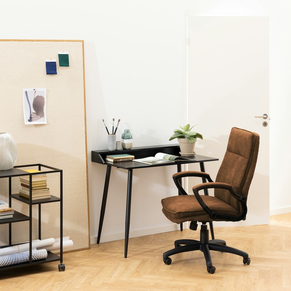 image 1 of Brad Swivel Office/Desk Chair with Armrest in Brown