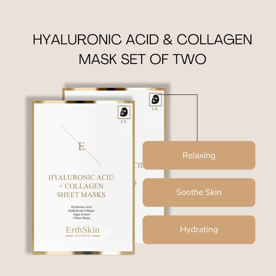 image 1 of 2X Erth Skin London Hyaluronic Acid & Collagen Mask - 3 Sheets