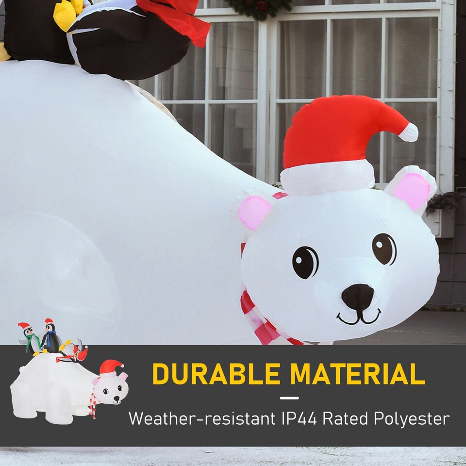 image 1 of HOMCOM 5ft Christmas Inflatable Polar Bear Penguin Lighted Lawn Garden Decor