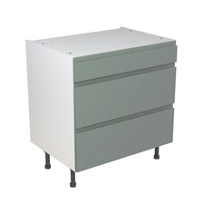 Sage Green Matt J-Pull Door Base Unit Cabinet Handleless 3 Drawer Soft Close Flatpack - 800x870mm Green | Sage Green