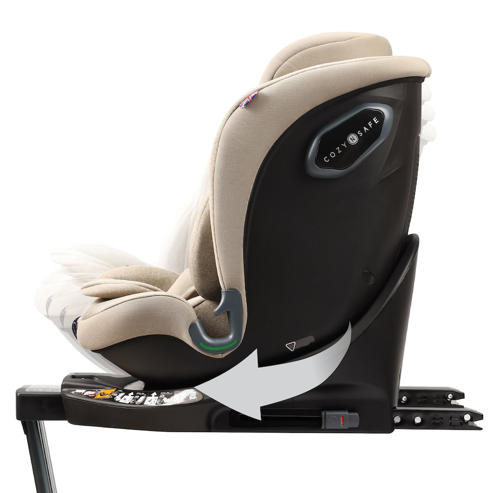 image 1 of Cozy N Safe Stanford i-Size 360 Rotating Car Seat 40-150cm, ISOFix & Support Leg, Rear & Forward Facing, 5 Recline Positions, Adjustable Headrest, Side Impact Protection, Birth to 12 Years (Ecru)