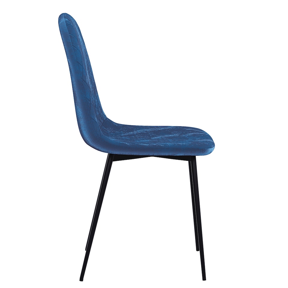 image 1 of Vida Designs Luton Set of 2 Dining Chairs Upholstered Fabric Padded Chair, Blue | Blue | Blue