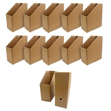 Pack of 6 Kraft Magazine Files Corrugated Cardboard Desk Organiser | Multi
