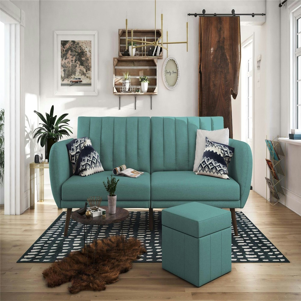 image 1 of Brittany Sofa Bed in Light Blue fabric Blue | LIGHT BLUE LINEN