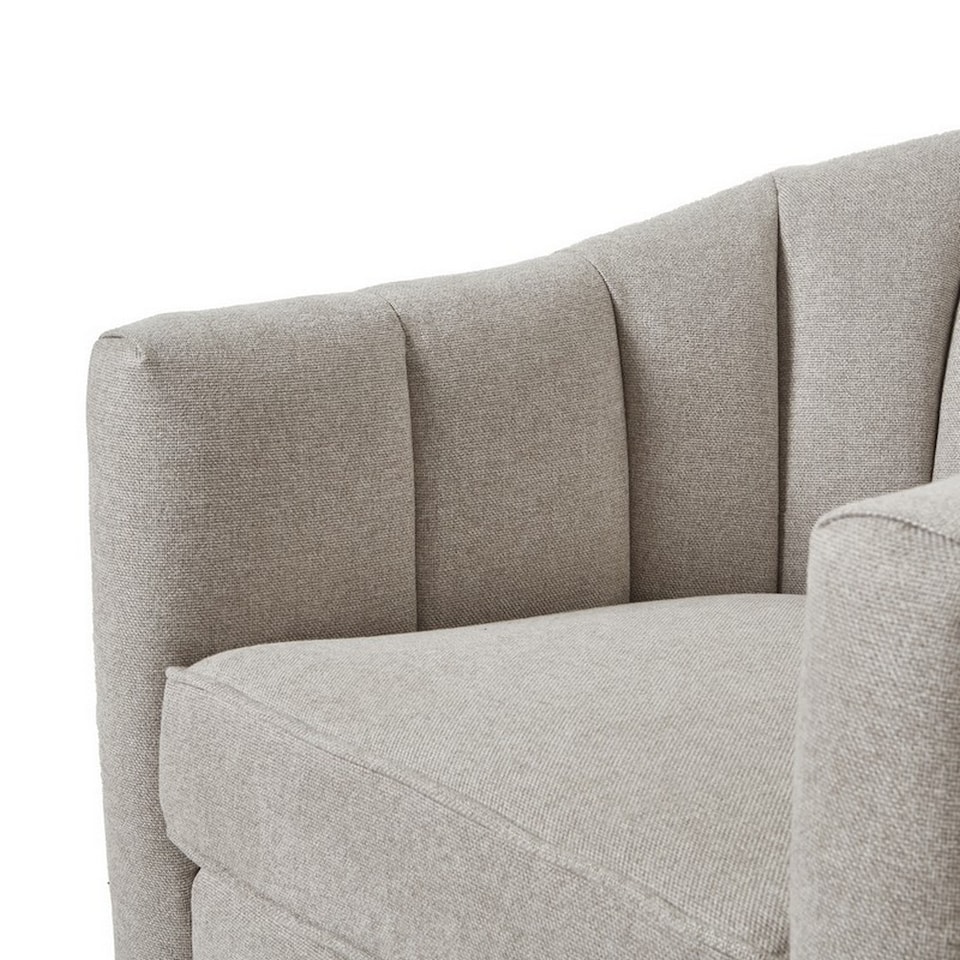 image 1 of Lily Swivel Chair in Oatmeal Twill - Wood - L82 x W80 x H77 cm