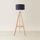 image 4 of ValueLights Morrigan Navy Shade Natural Wood Tripod Floor Lamp | Blue