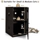 image 2 of COSTWAY 2-Tier Cat House Litter Box Enclosure Storage Cabinet Brown