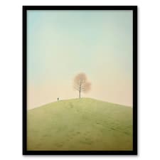 Perspective Tree Minimalist Soft Pastel Black Framed Wall Art Print A4