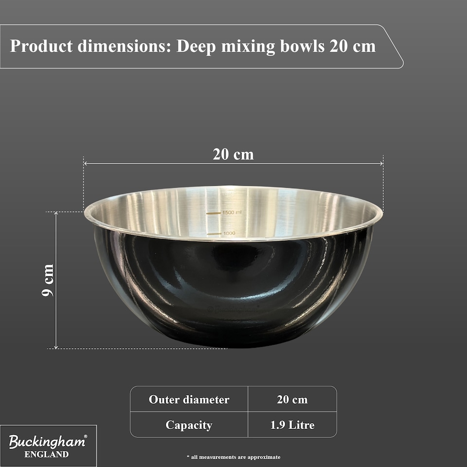 image 1 of Buckingham Stainless Steel Deep Mixing Bowl 20 cm, Black