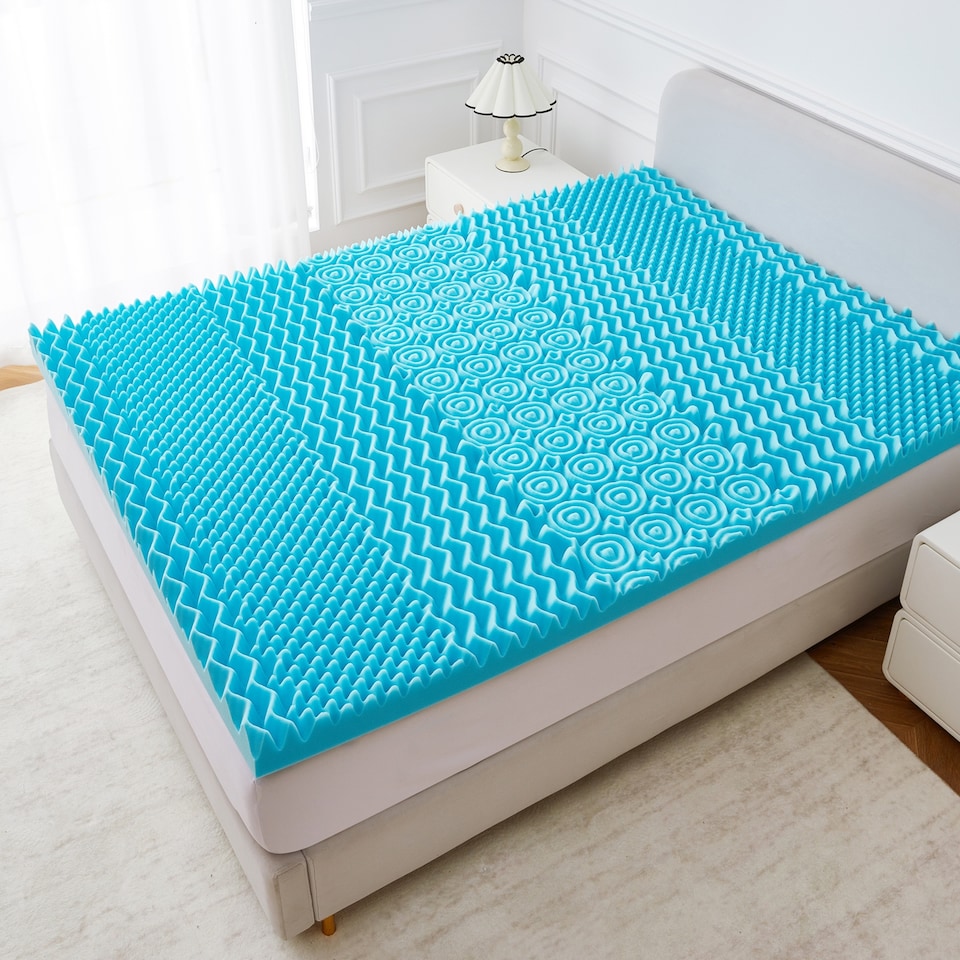 image 1 of Ezysleep 5cm Cooling 7 Zone Memory Foam Mattress Topper Luxurious Comfort | Blue