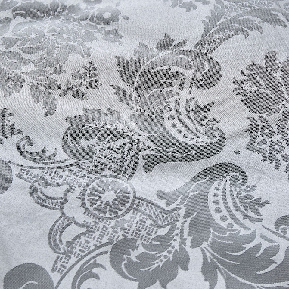 image 1 of Damask Jacquard Duvet Cover Set | Silver | Silver Grey