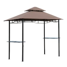 Outsunny 2.5x1.5m Grill Gazebo Canopy, Double Tiered Outdoor BBQ Gazebo Shelter with 2 Side Shelves for Garden, Patio, Barbecue, Picnic, Coffee
