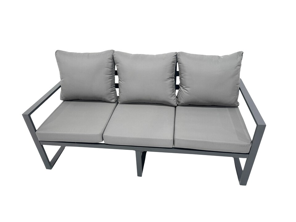 image 1 of Fimous 9 Seat Outdoor Garden Furniture Set Aluminium Lounge 3 Seat Sofa Oblong Coffee Table Sets with Chair 4 Stools Side Table Dark Grey