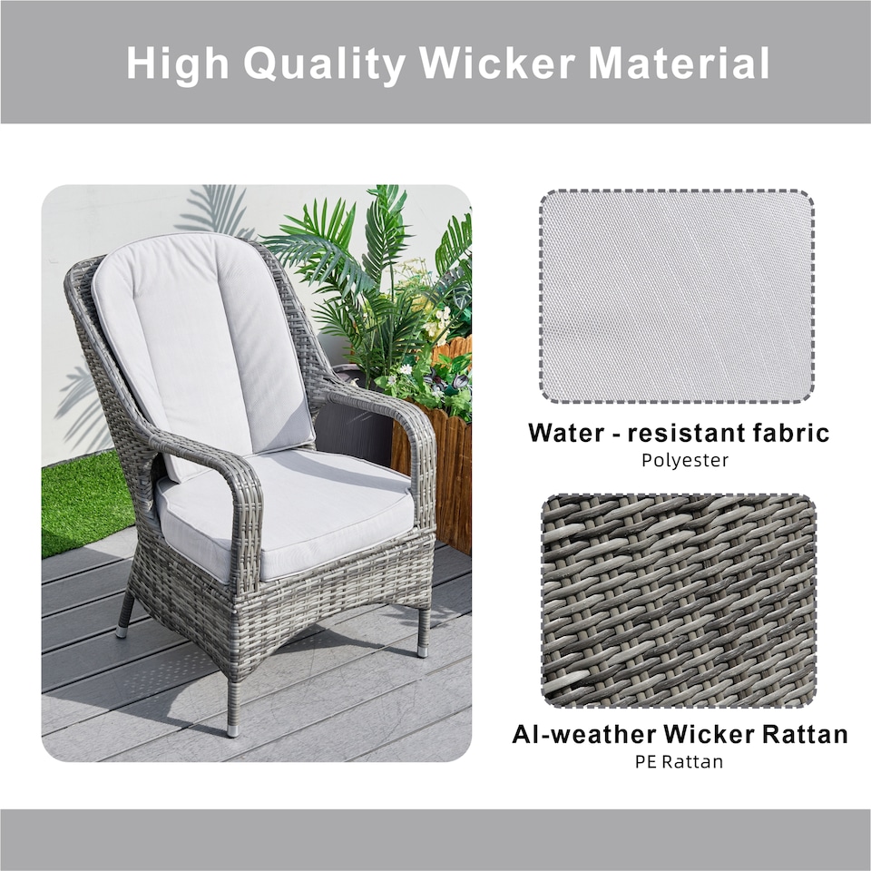 image 1 of Direct Wicker 2-Piece Outdoor PE Rattan Dining Chairs, Grey | Grey