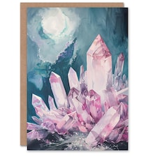 Rose Quartz Crystal Pink Mystical Landscape Birthday Card