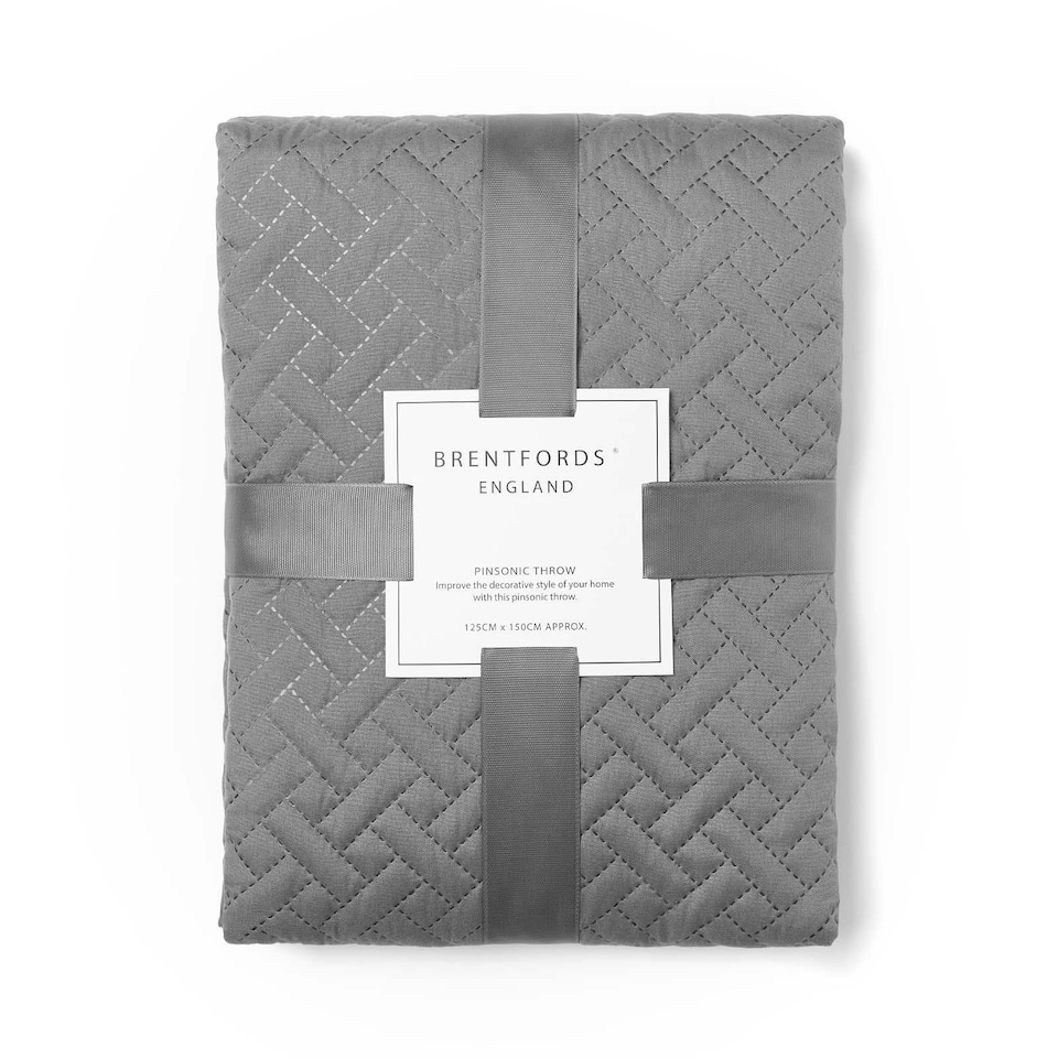 image 1 of OHS Geo Pinsonic Blanket Quilted Bedspread, 150x200cm - Charcoal