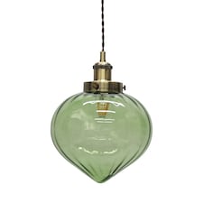 Layla - Green Glass Easy Fit Pendant Shade with Antique Brass Detail