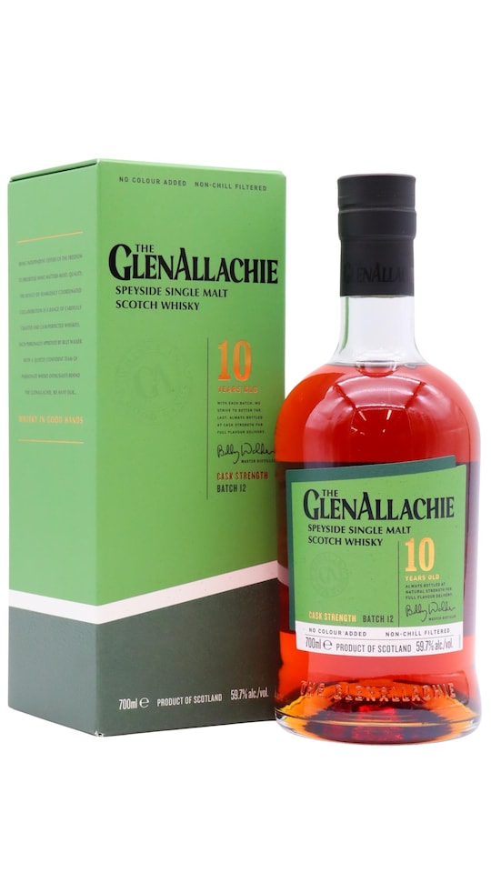 image 1 of GlenAllachie - Cask Strength Batch No. 12 Single Malt Scotch 10 year old Whisky | Multi | Deep chestnut | Mocha, fig syrup and toasted hazelnuts, with honeycomb, dried red berries and a touch of molasses tart. | 1