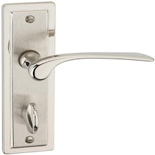 Como Dual Metal Lever Latch Door Handles Set Round Rose Internal, External | Silver | Satin Nickel Bathroom