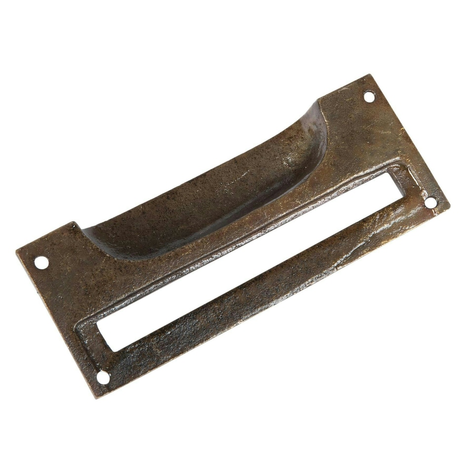 image 1 of Hammer & Tongs Filing Cabinet Drawer Pull with Card Frame - W130mm x H50mm - Brass N/A