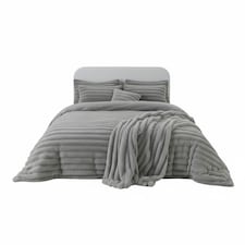 Luxury Teddy Cord Design Bedding Set Ultra Soft Cozy Stylish Comfort | Silver | Super King
