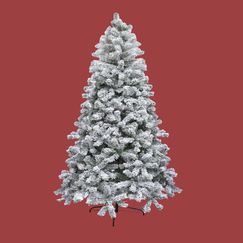 image 1 of 7FT Yukon Pine Artificial Green Christmas Tree Snow Flocked Tips Branches Snowy Bushy Home Decorations