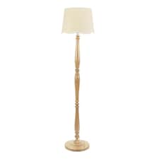 ValueLights Wakefield Two Shelf Wooden Floor Lamp White Trim Shade & Bulb | Brown | White