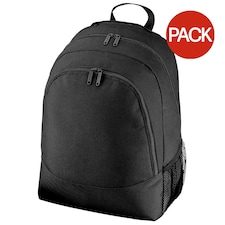 Bagbase Universal Multipurpose Backpack / Rucksack / Bag (18 Litres) (Pack of 2) - Black - One Size